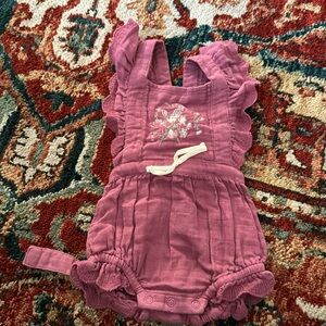 Jamie Kay Cross Back Cotton Embroidered Flowers One Piece